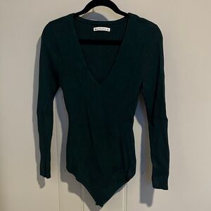 Abercrombie & Fitch Ribbed V Neck Bodysuit